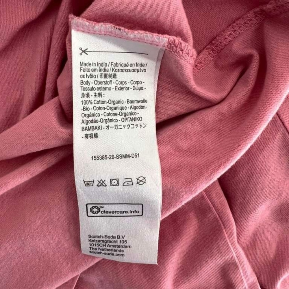 Scotch & Soda Men's Large T-Shirt Pink Organic Cotton Amsterdam Couture Graphic - Picture 5 of 6